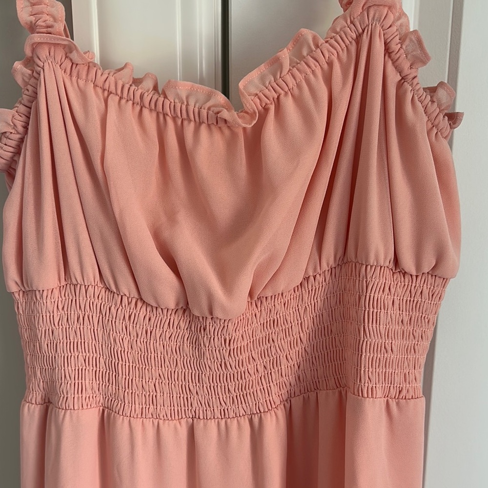 Pink Ruffled Midi Dress - Picture 2 of 3